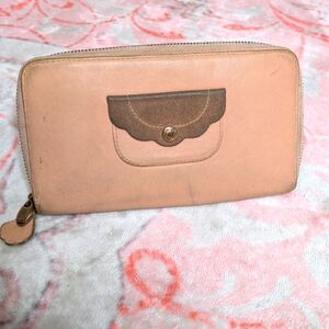 See By Chloé Pink Leather Zip Up Wallet With Mini Pocket Nide